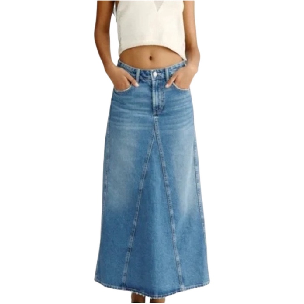 Zara Maxi skirt Washed Effect Front zip Womens Size XS